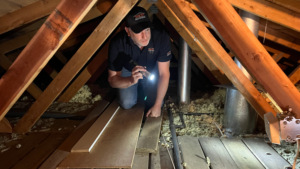 Home Inspector in attic